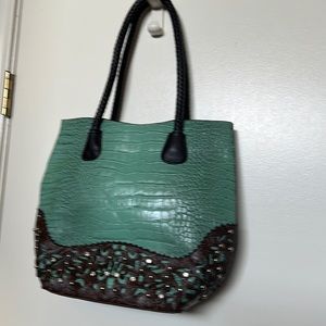 Faux crocodile handbag/tote with small purse insert
